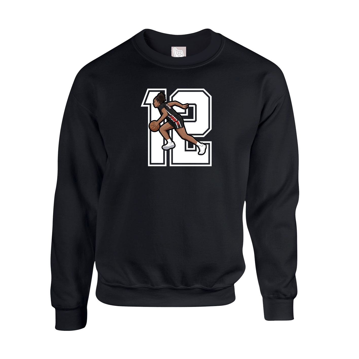 Fleece Crew — Number in Black