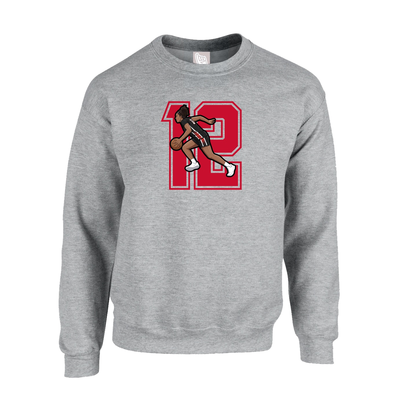 Fleece Crew — Number in Grey