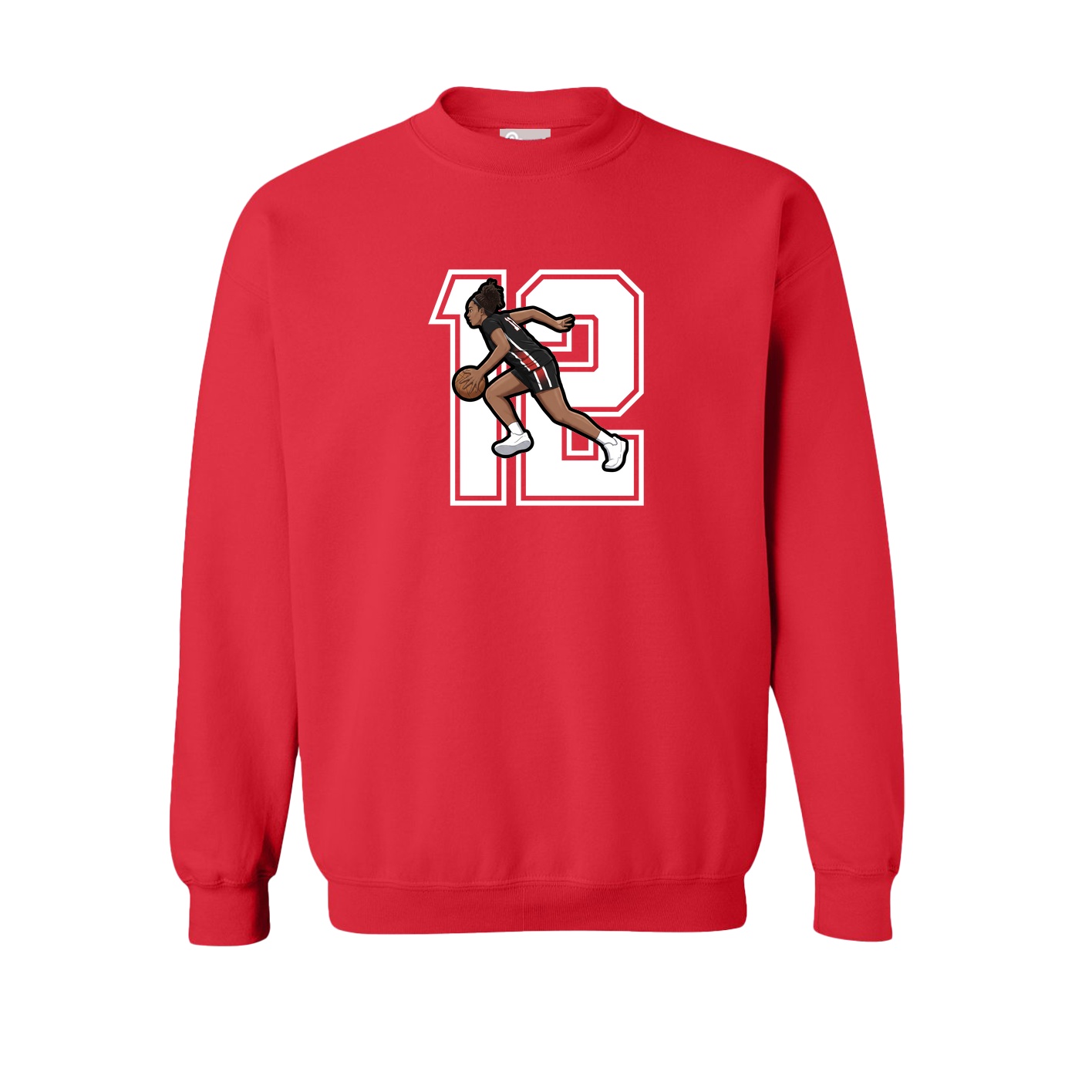 Fleece Crew — Number in Red