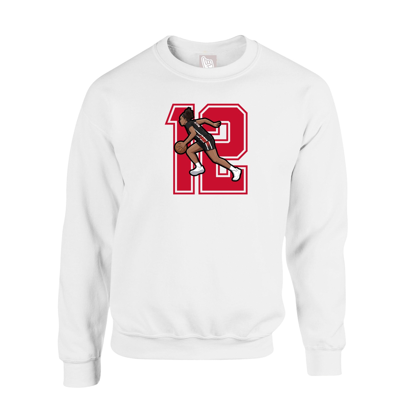 Fleece Crew — Number in White