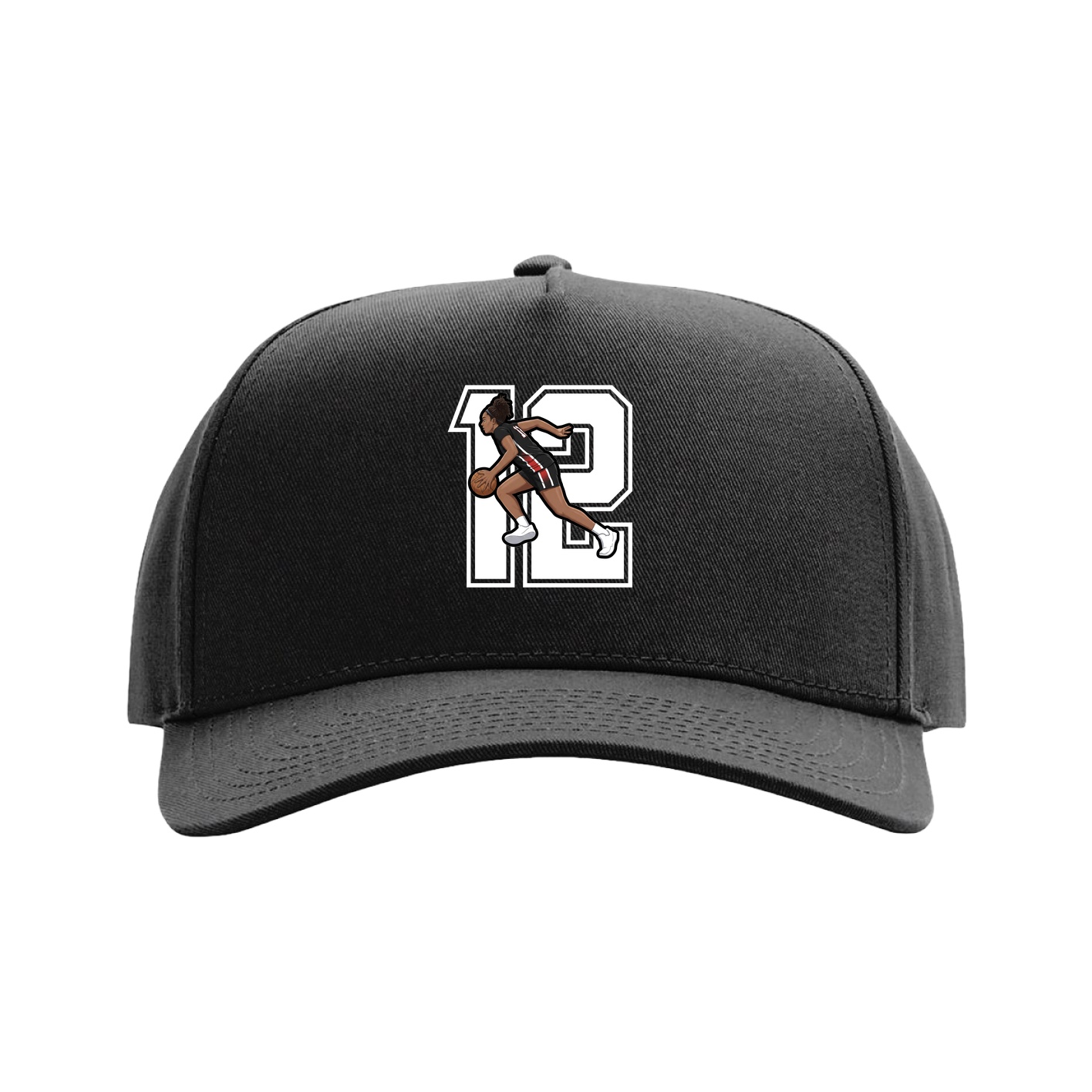 Full Fabric Five-Panel Champ Cap — Number in Black