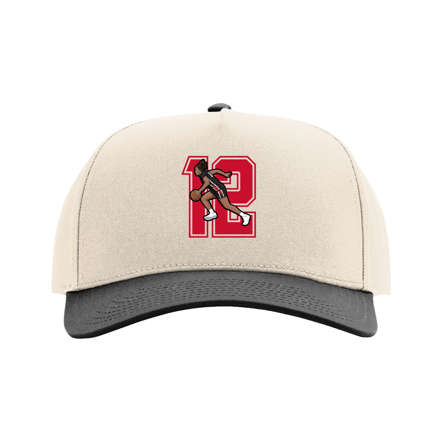 Full Fabric Five-Panel Champ Cap — Number in Cream/Black