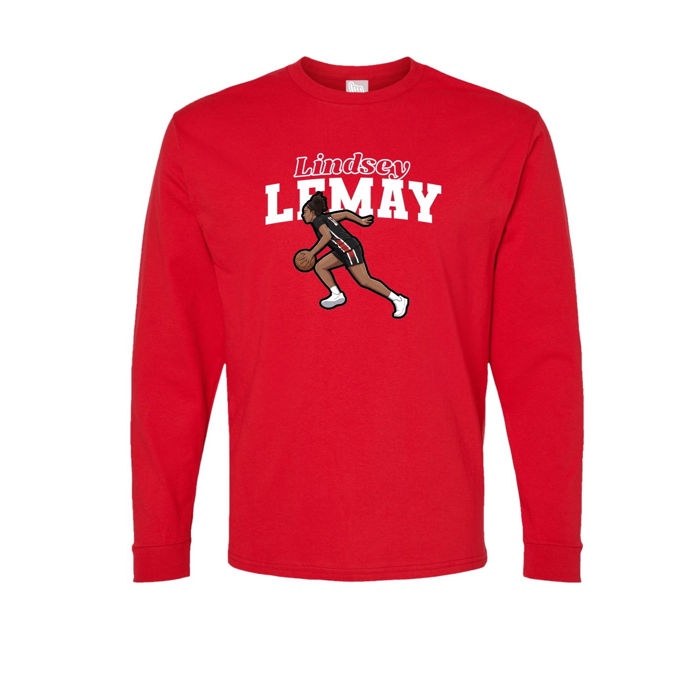 Long Sleeve Tee — Name Arch in Red