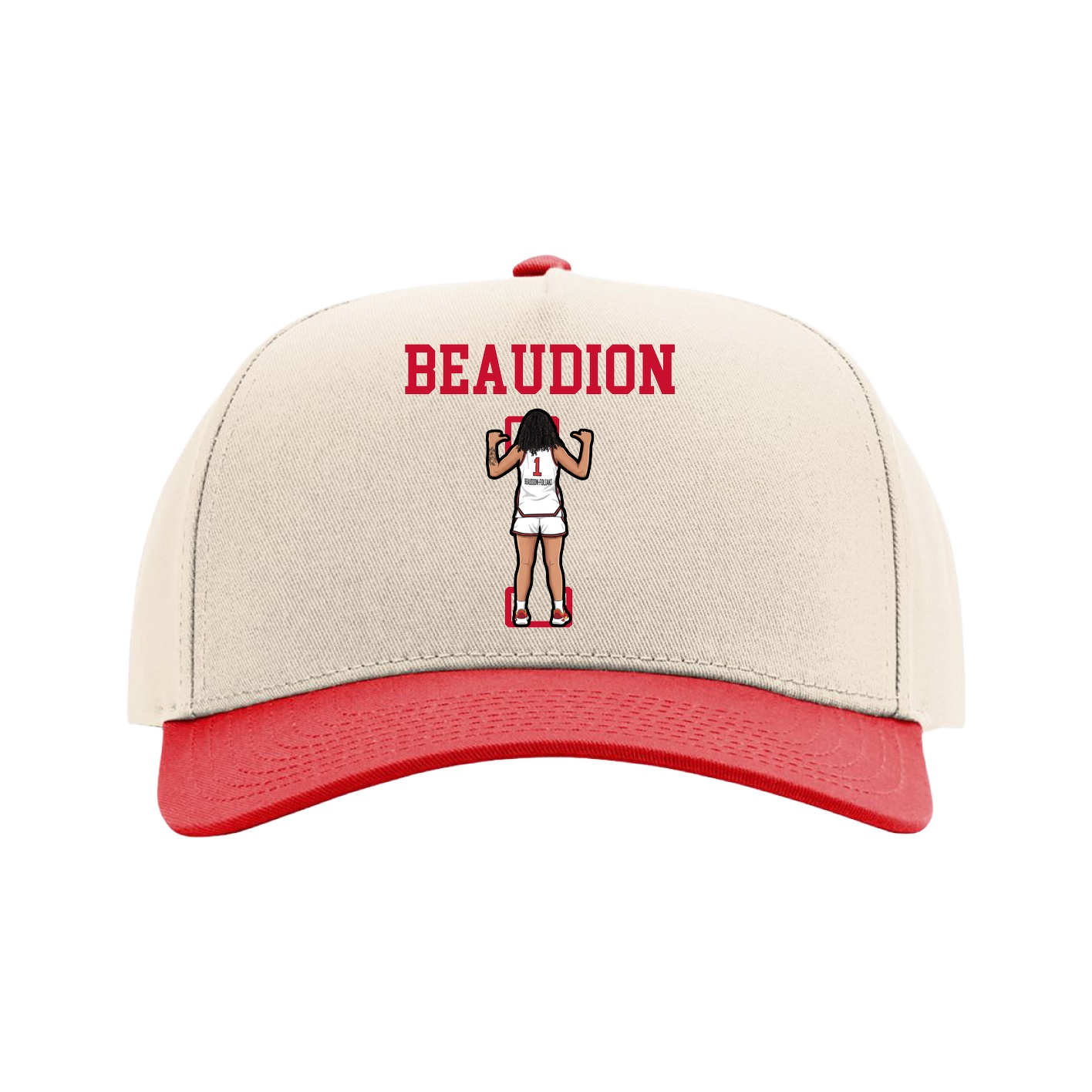 Full Fabric Five-Panel Champ Cap — Shirsey in Cream/Red