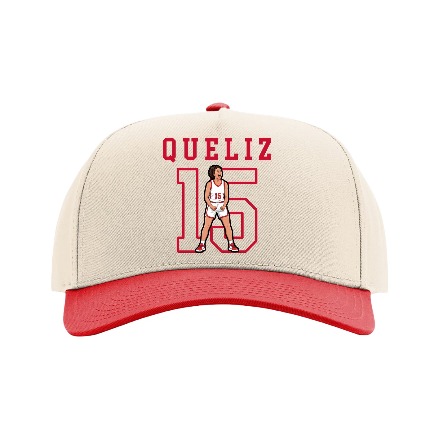 Full Fabric Five-Panel Champ Cap — Shirsey in Cream/Red