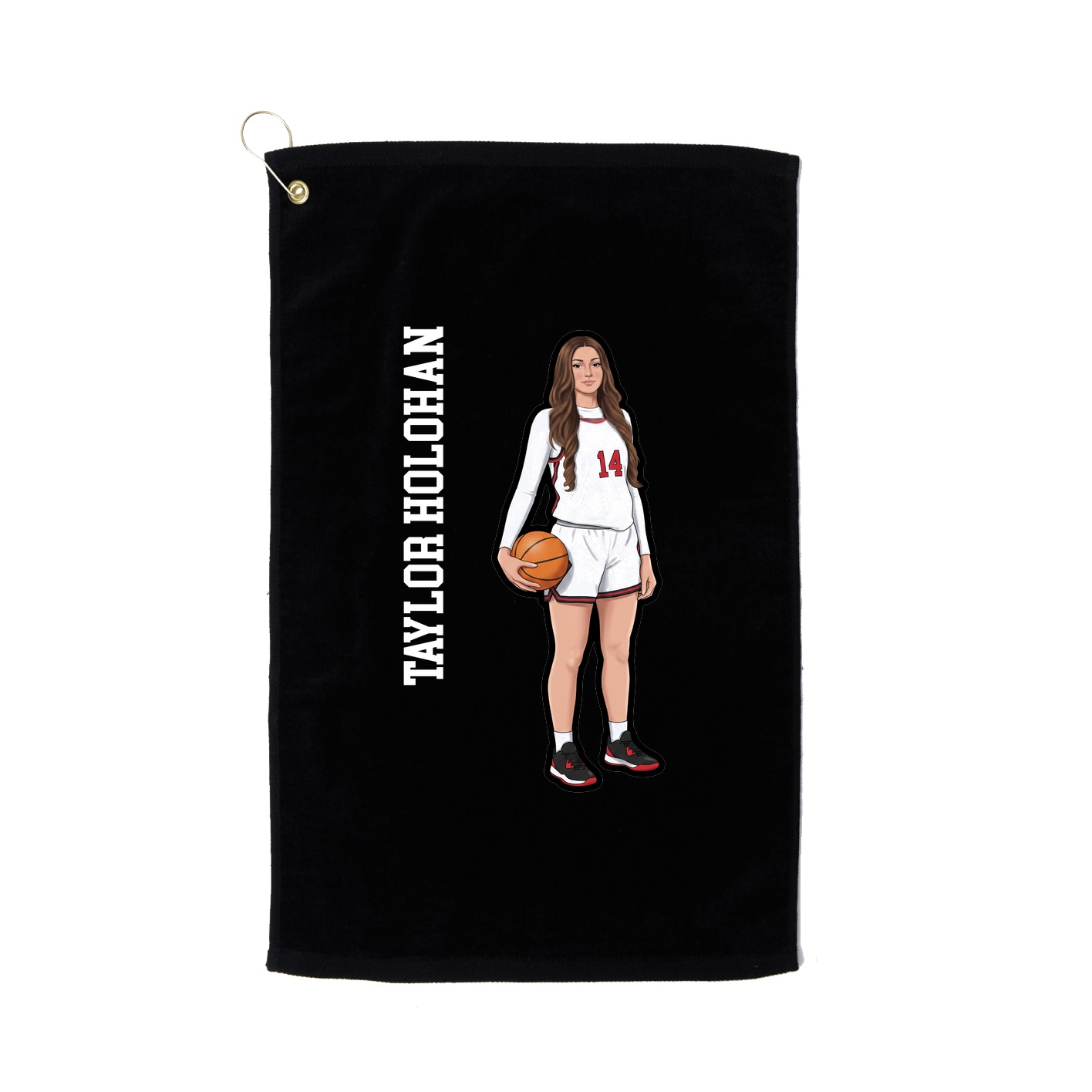 Golf Towel — Name Vertical in Black