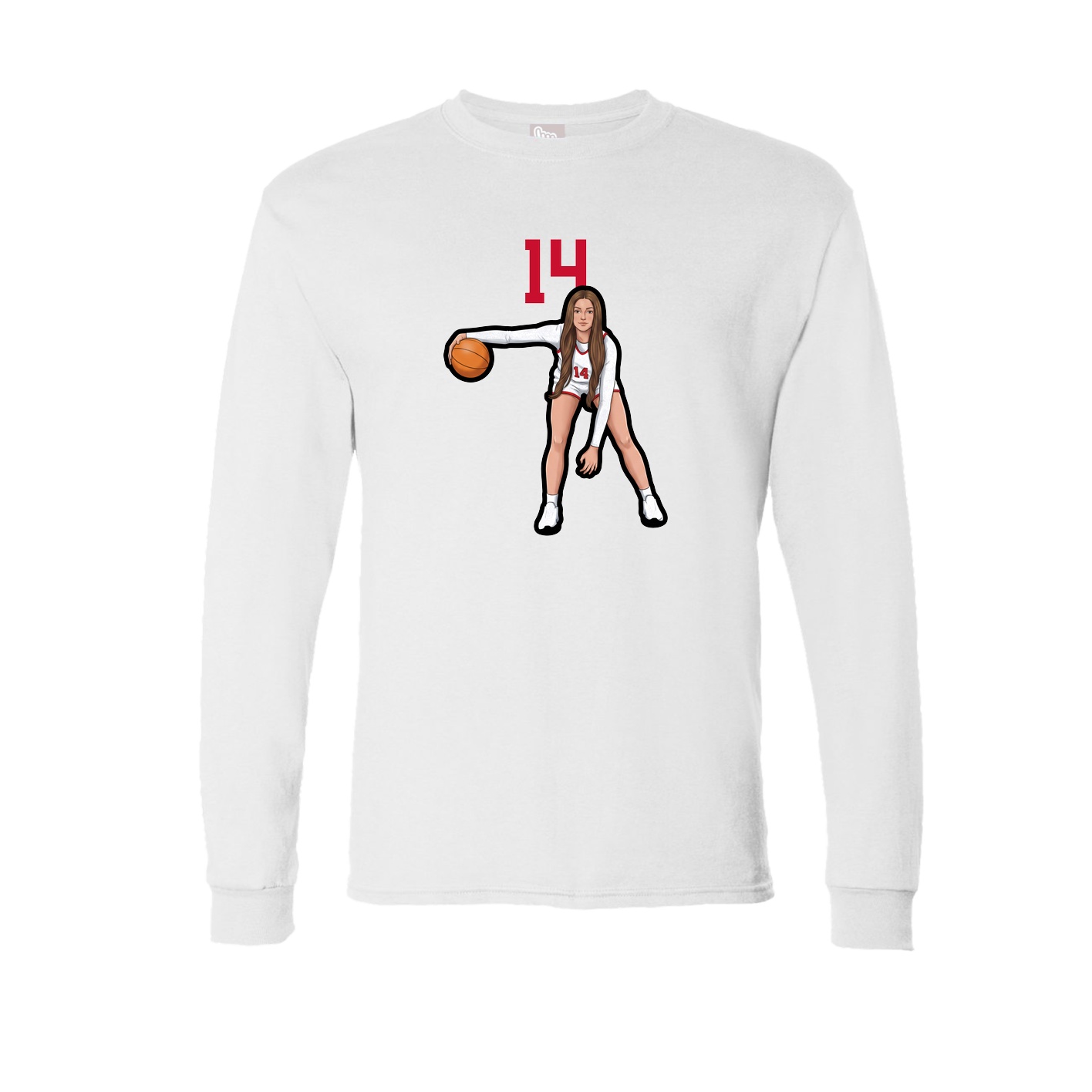 Long Sleeve Tee — Number Top in White