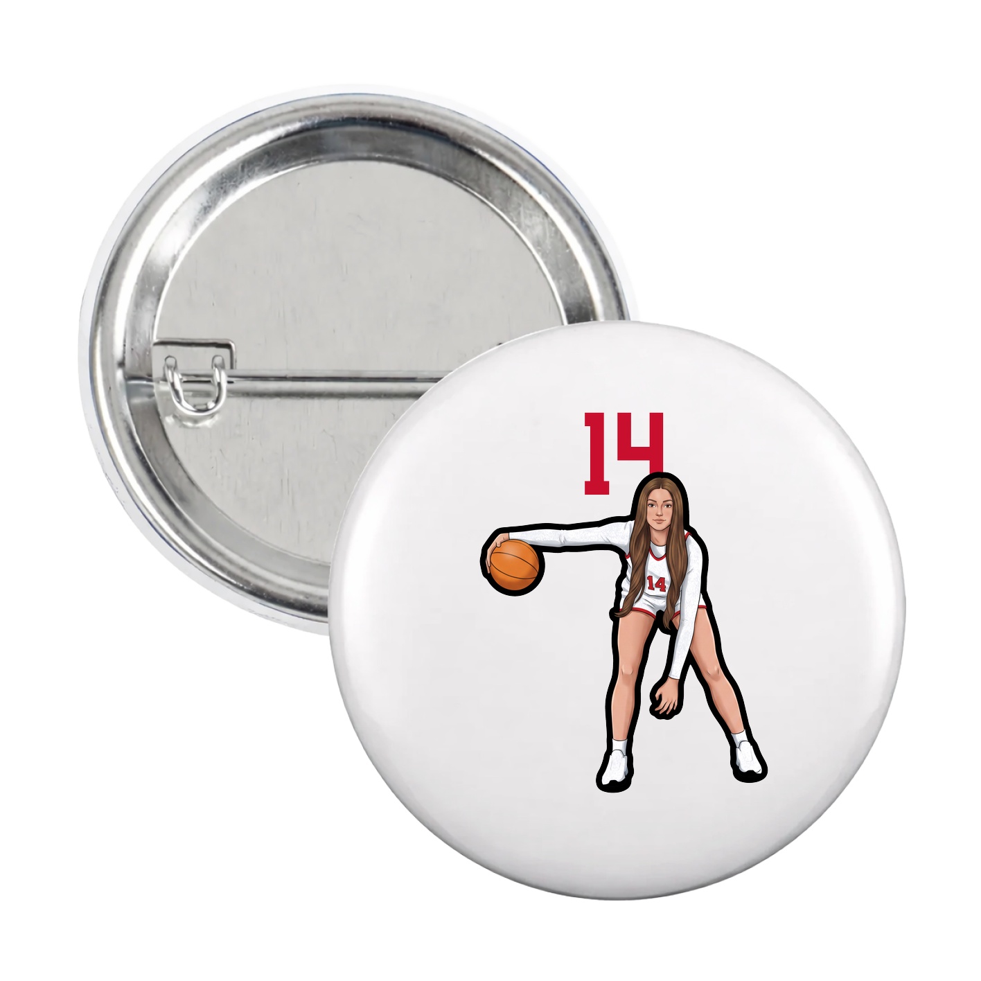 Game Day Button — Number Top in White