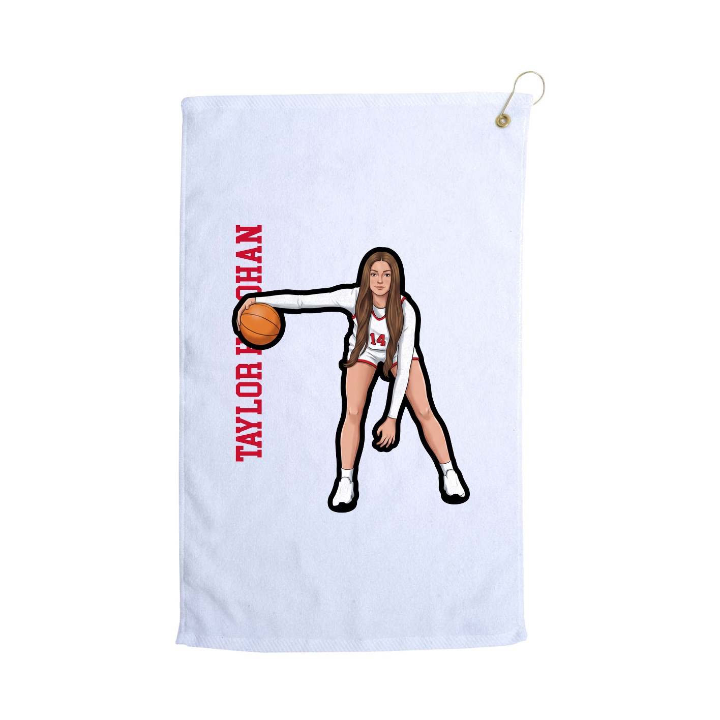 Golf Towel — Name Vertical in White