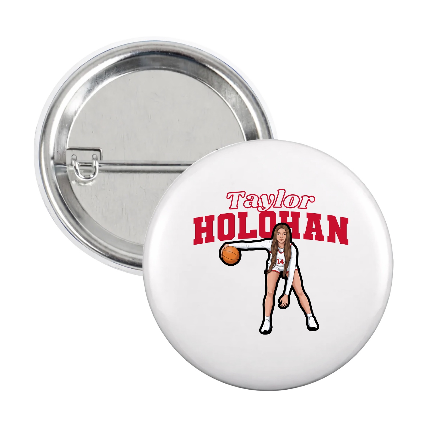 Game Day Button — Name Arch in White