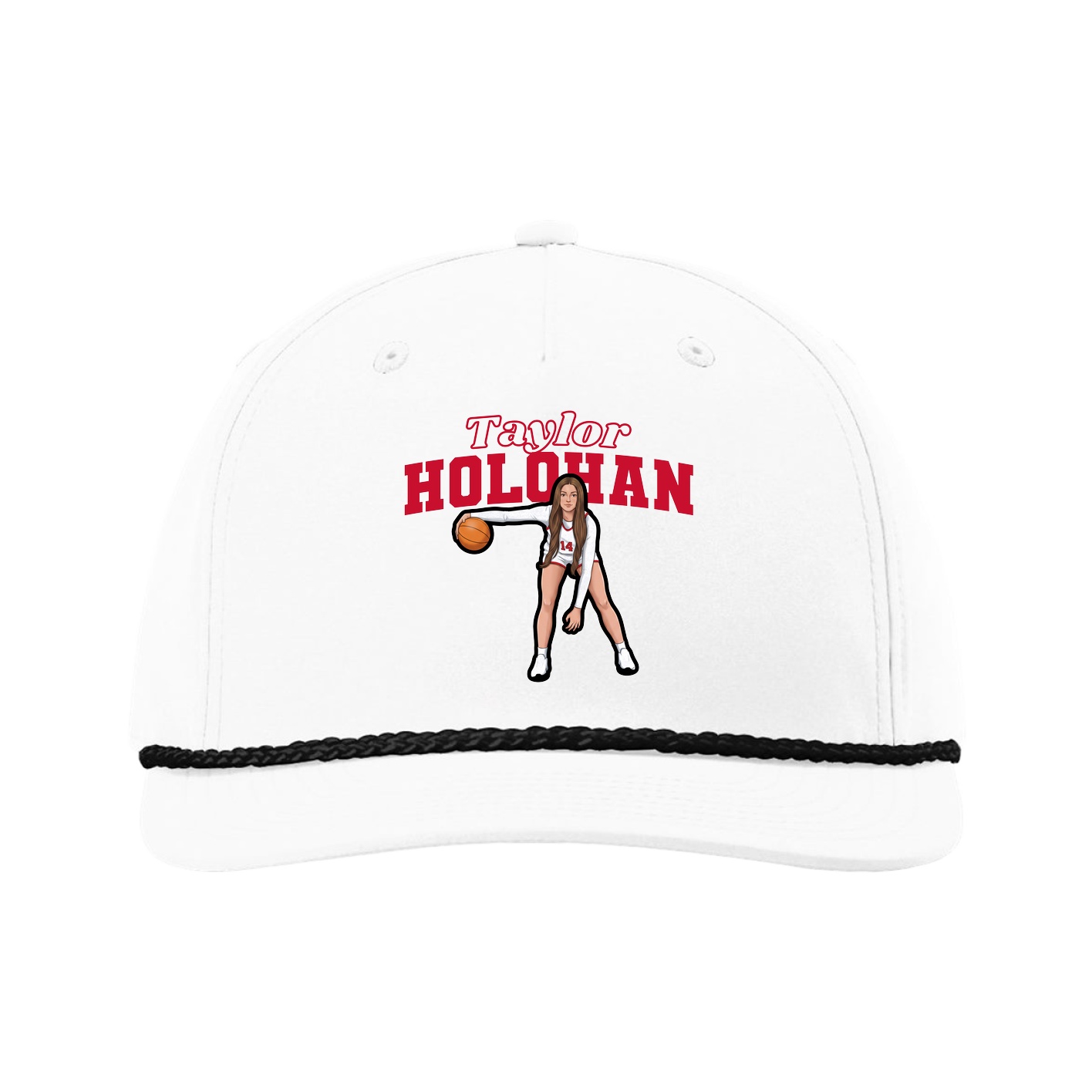 Five-Panel Classic Rope Cap — Name Arch in White