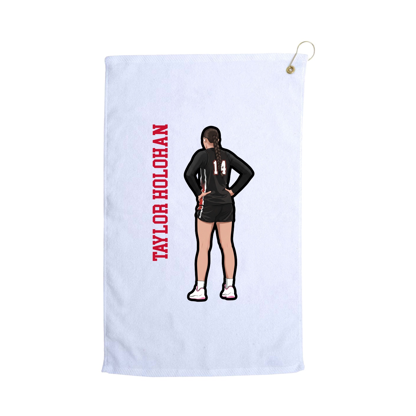 Golf Towel — Name Vertical in White