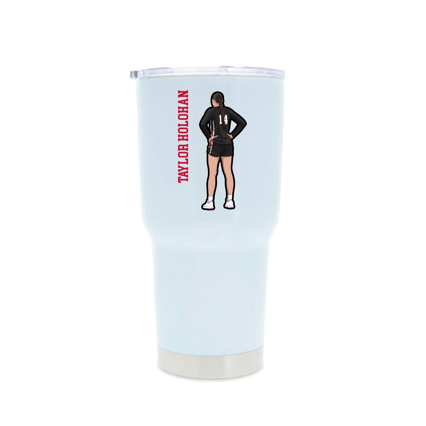 30oz Stainless Steel Tumbler — Name Vertical in White