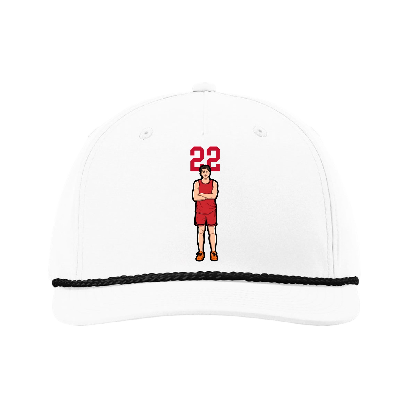 Five-Panel Classic Rope Cap — Number Top in White