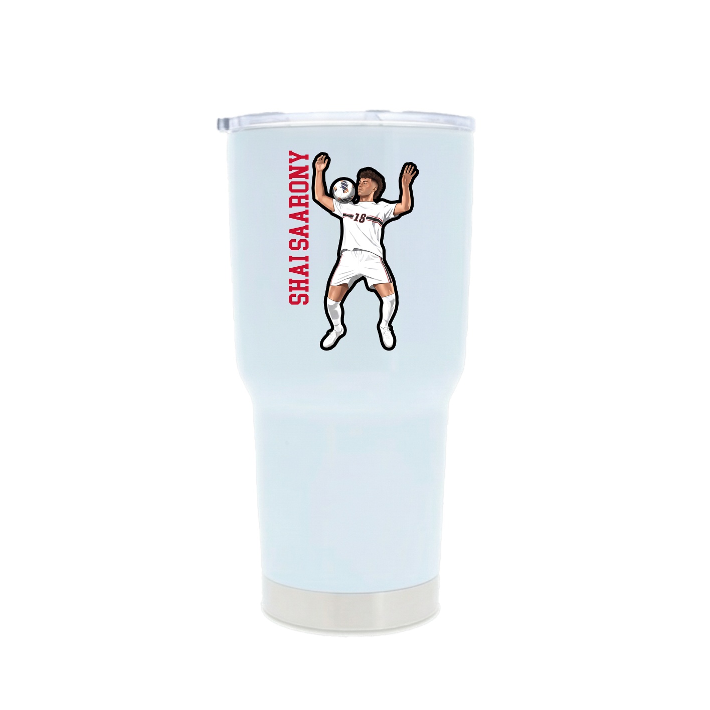 30oz Stainless Steel Tumbler — Name Vertical in White