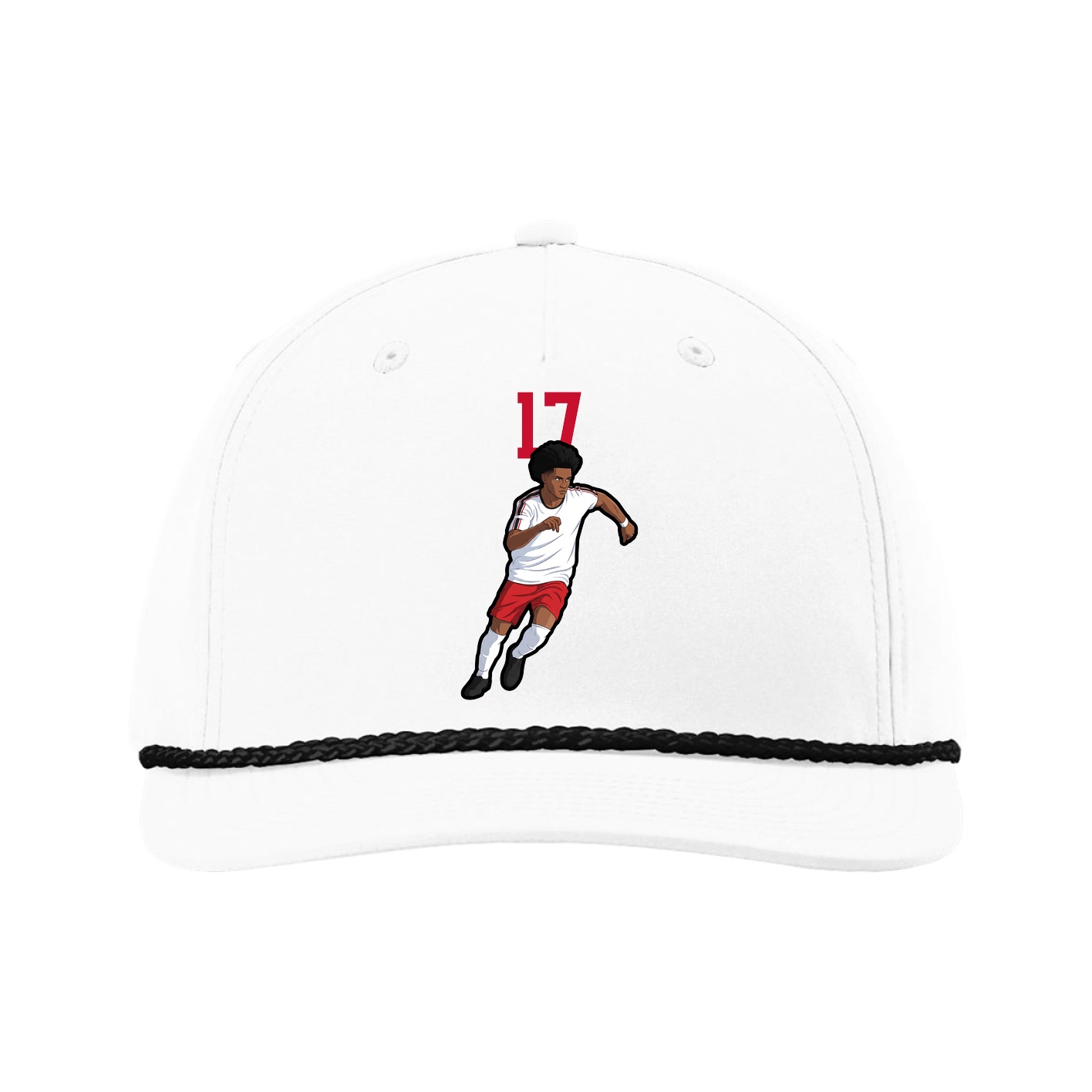 Five-Panel Classic Rope Cap — Number Top in White