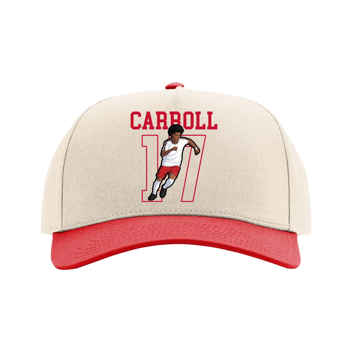 Full Fabric Five-Panel Champ Cap — Shirsey in Cream/Red
