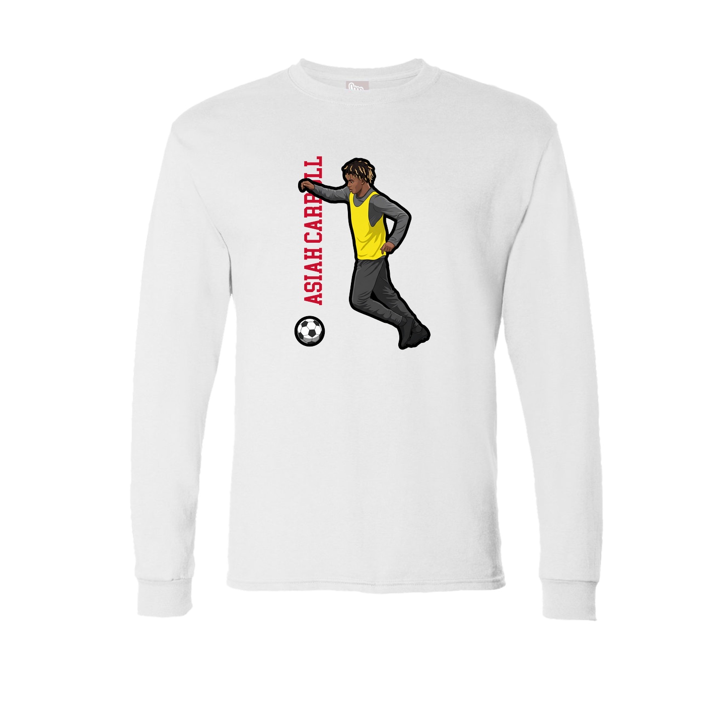 Long Sleeve Tee — Name Vertical in White