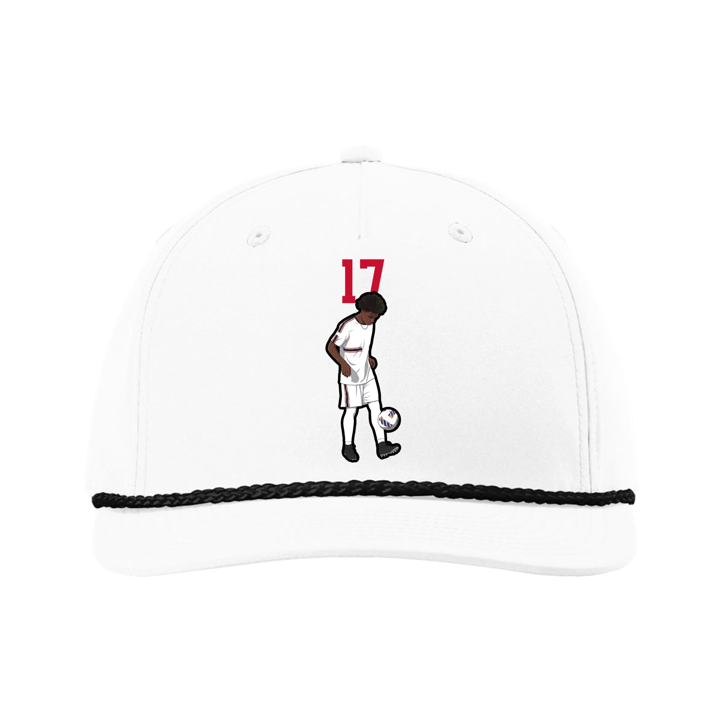 Five-Panel Classic Rope Cap — Number Top in White