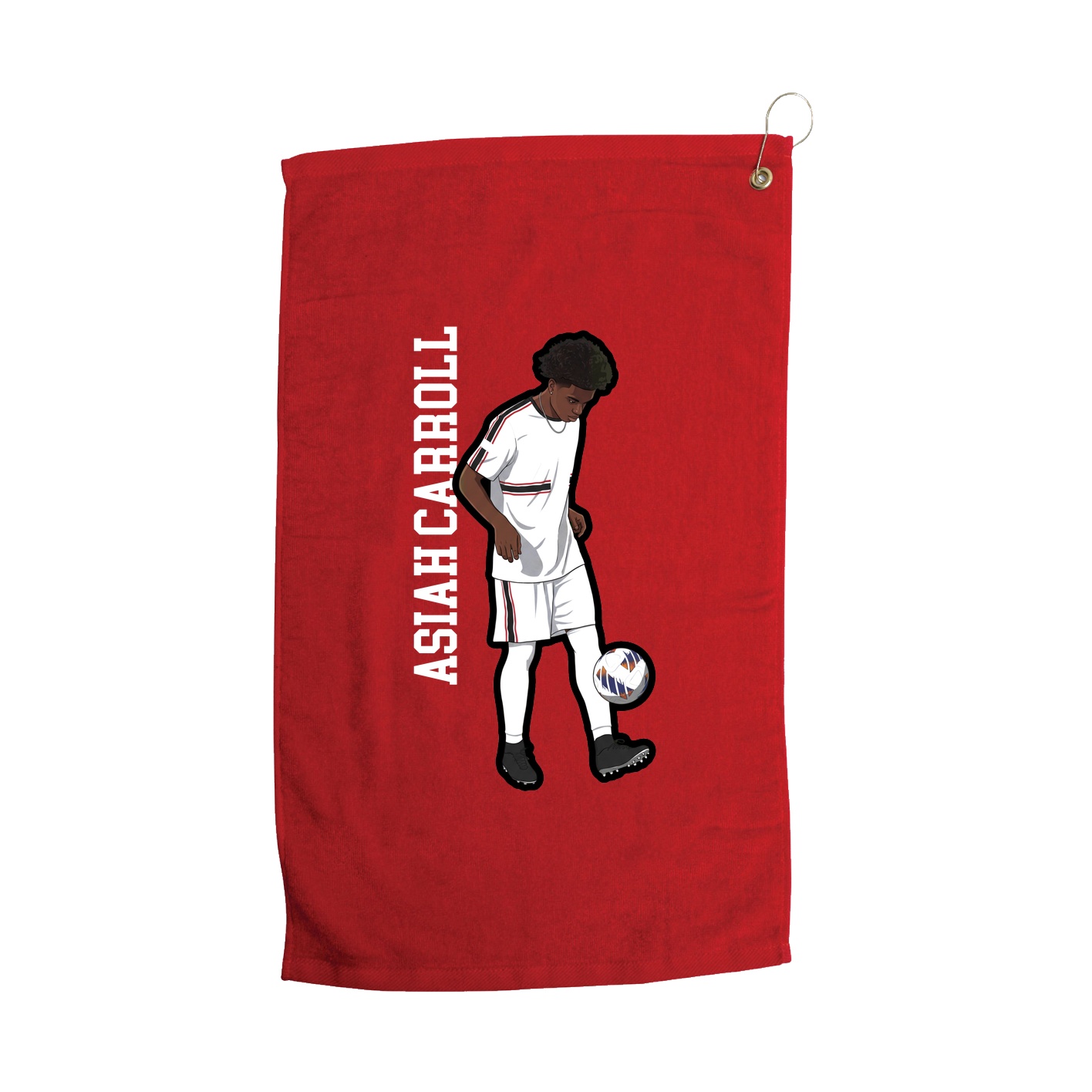 Golf Towel — Name Vertical in Red