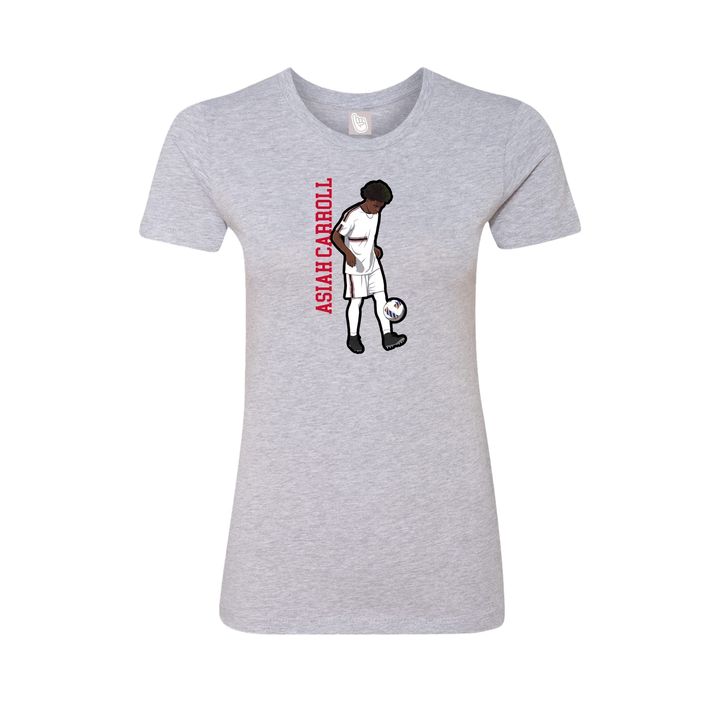 Fitted Women's Tee — Name Vertical in Grey