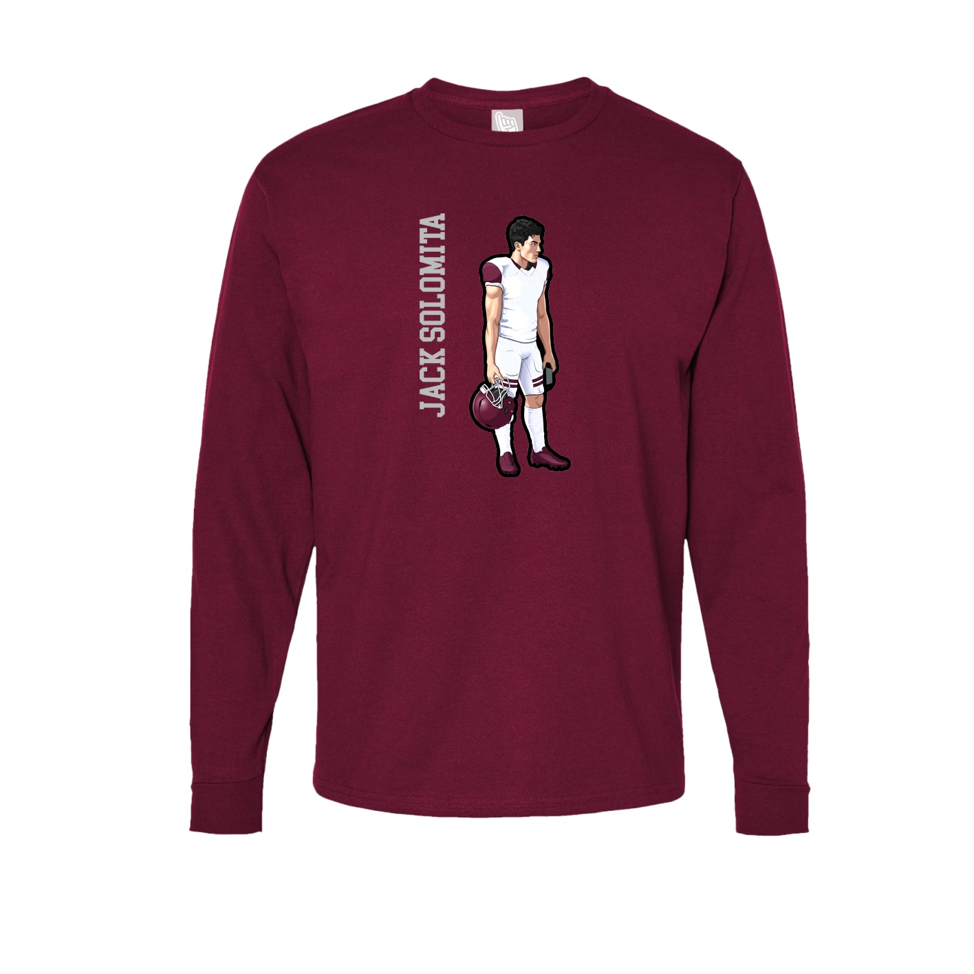 Long Sleeve Tee — Name Vertical in Cardinal