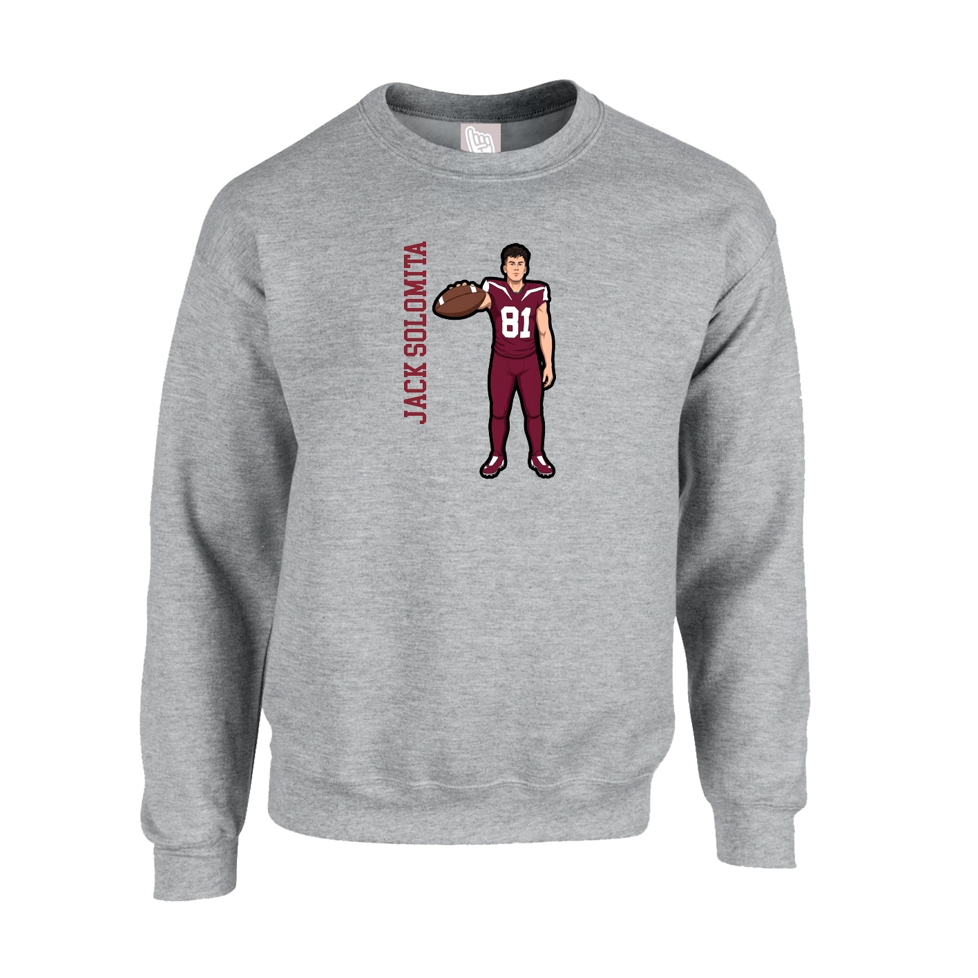 Fleece Crew — Name Vertical in Grey