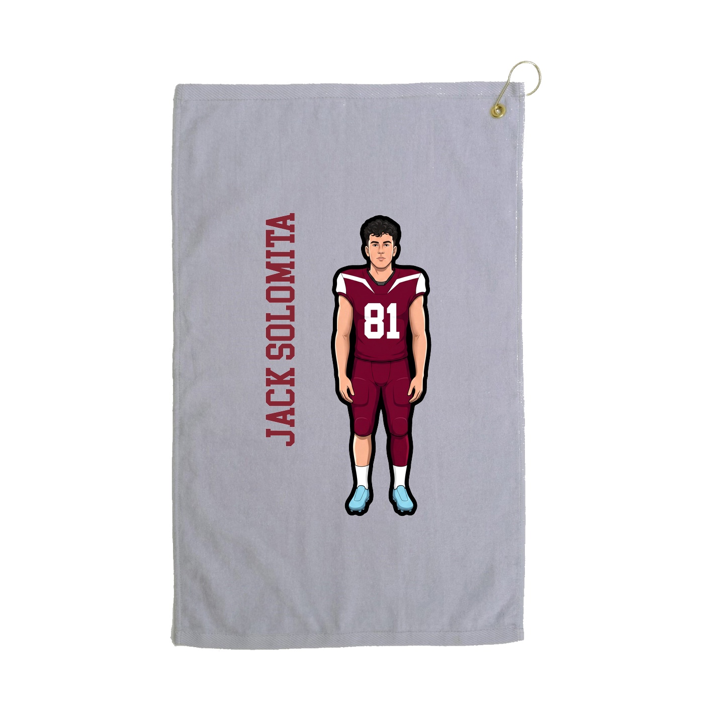 Golf Towel — Name Vertical in Grey