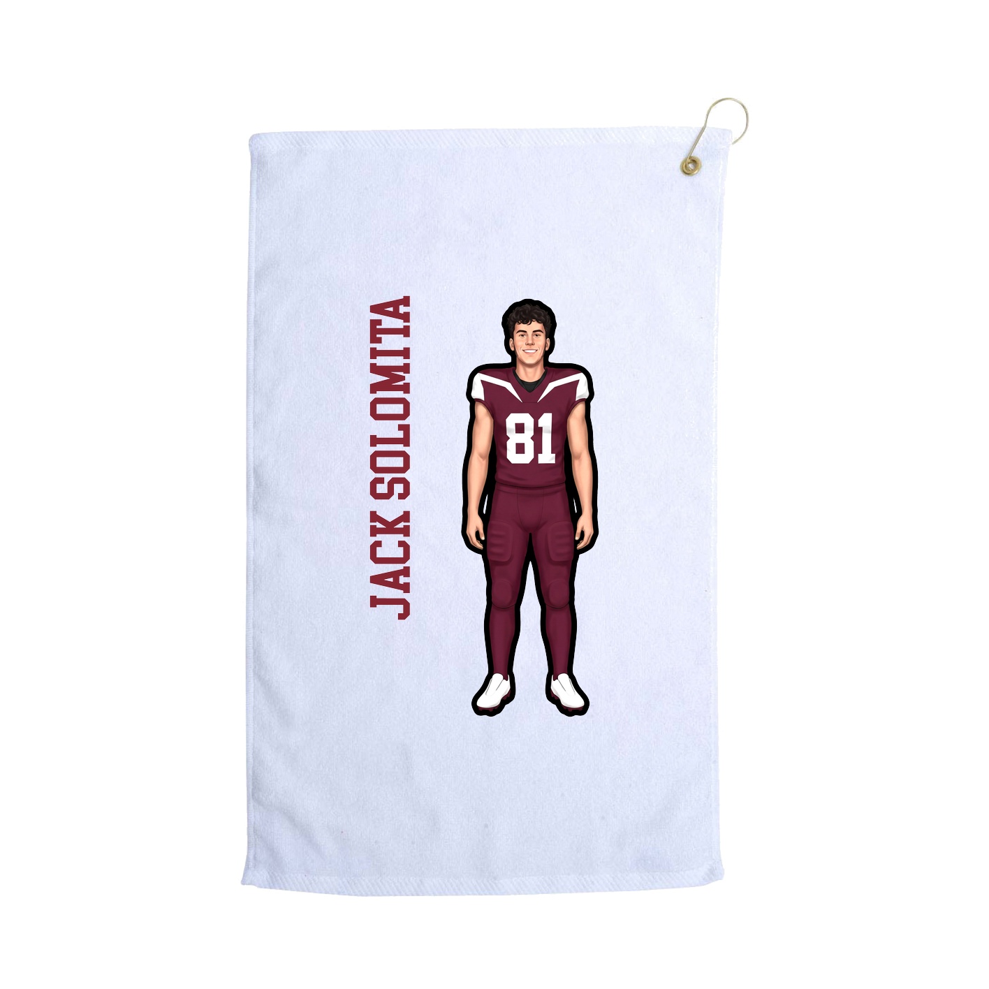 Golf Towel — Name Vertical in White