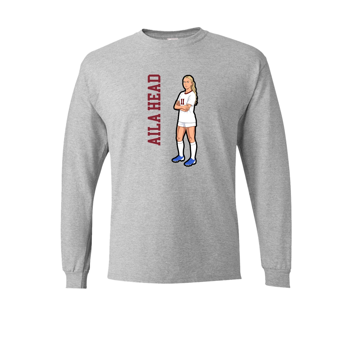 Long Sleeve Tee — Name Vertical in Grey
