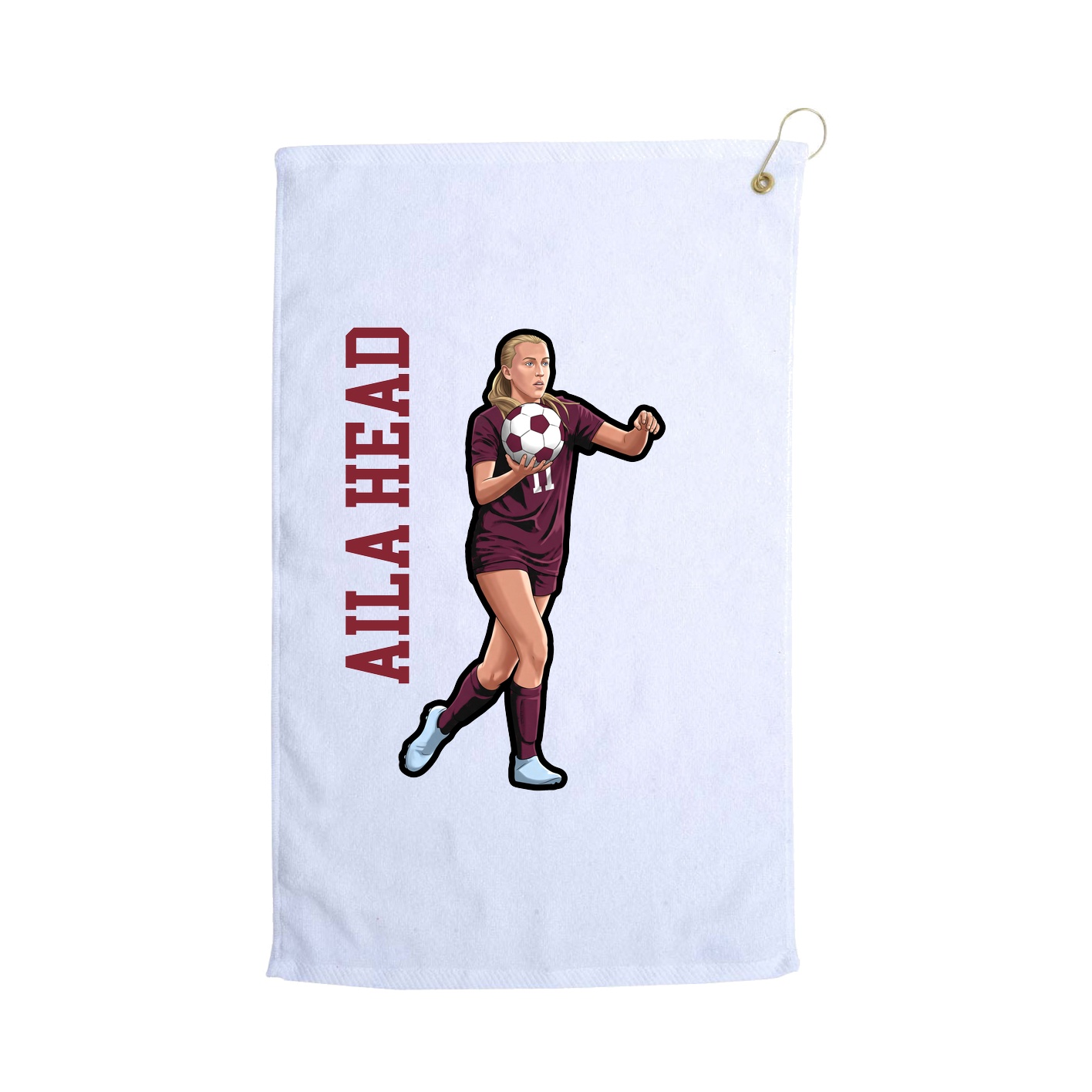 Golf Towel — Name Vertical in White