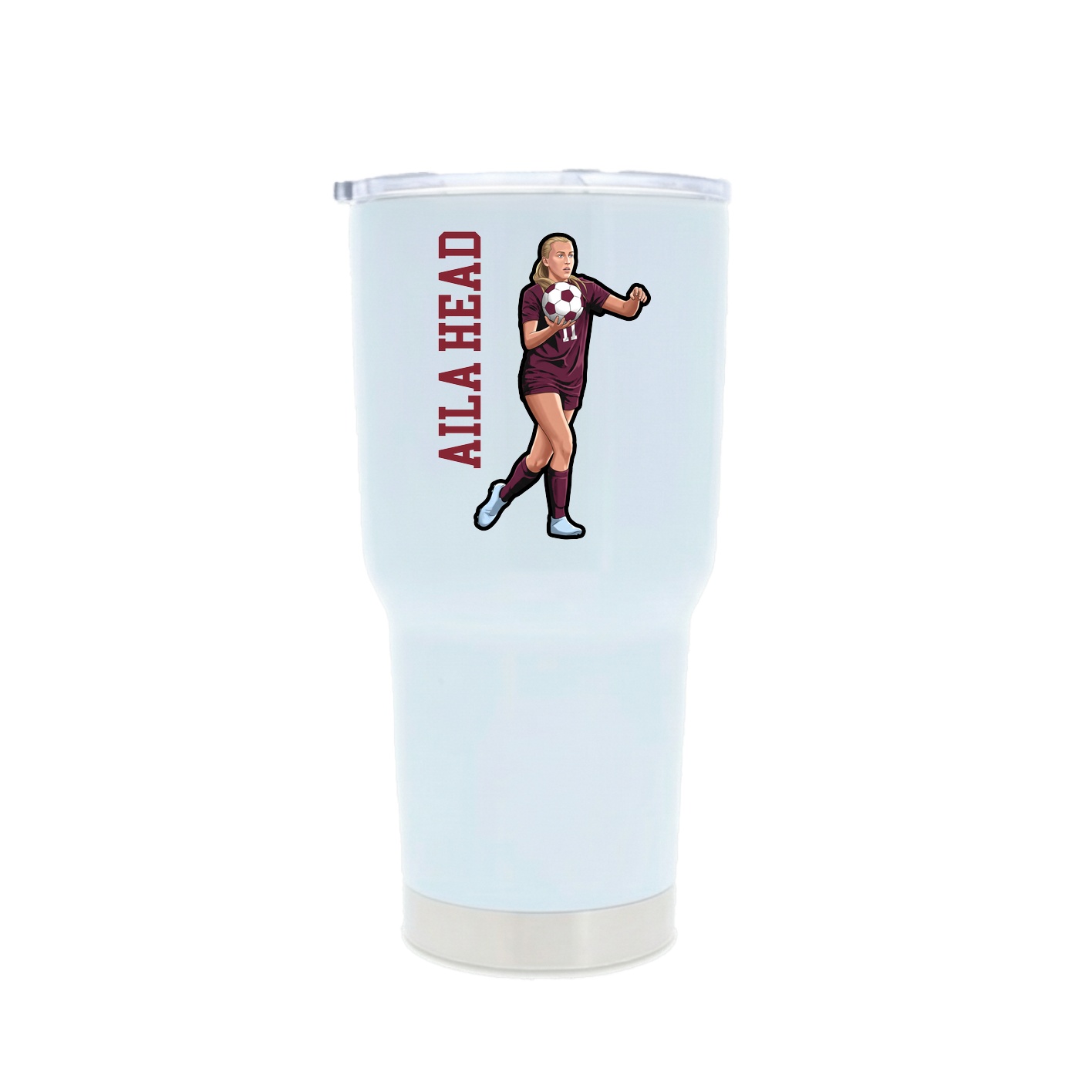 30oz Stainless Steel Tumbler — Name Vertical in White
