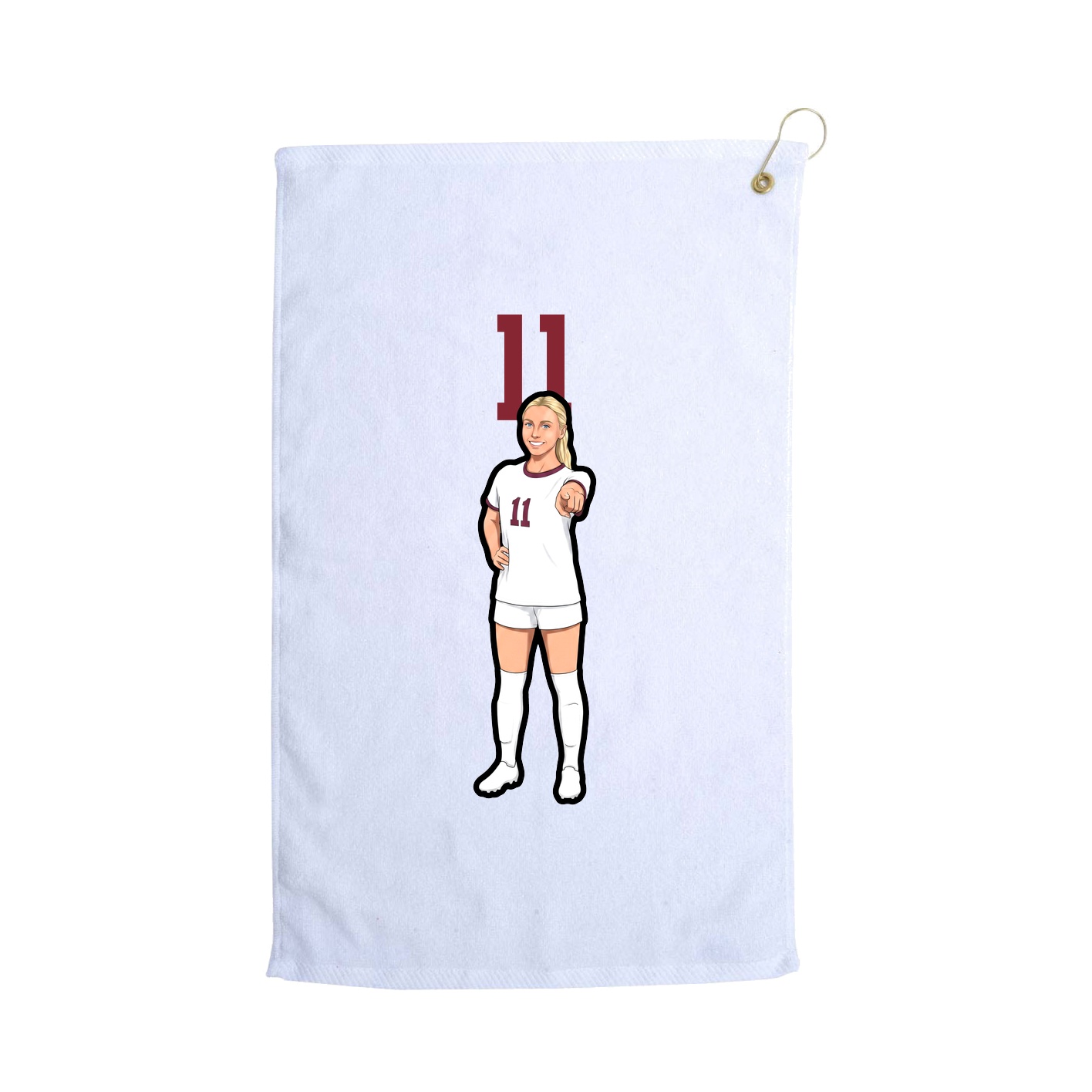 Golf Towel — Number Top in White