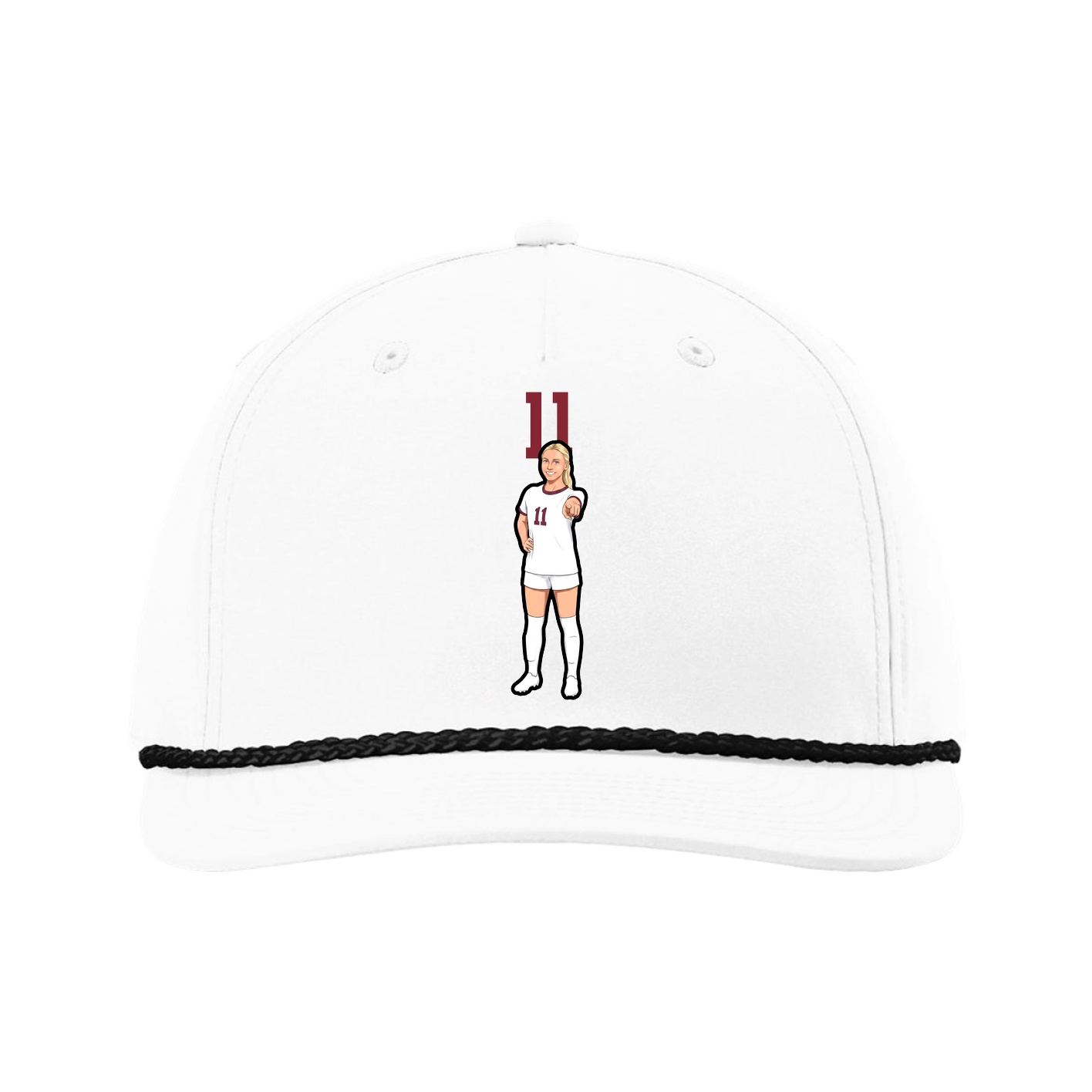 Five-Panel Classic Rope Cap — Number Top in White