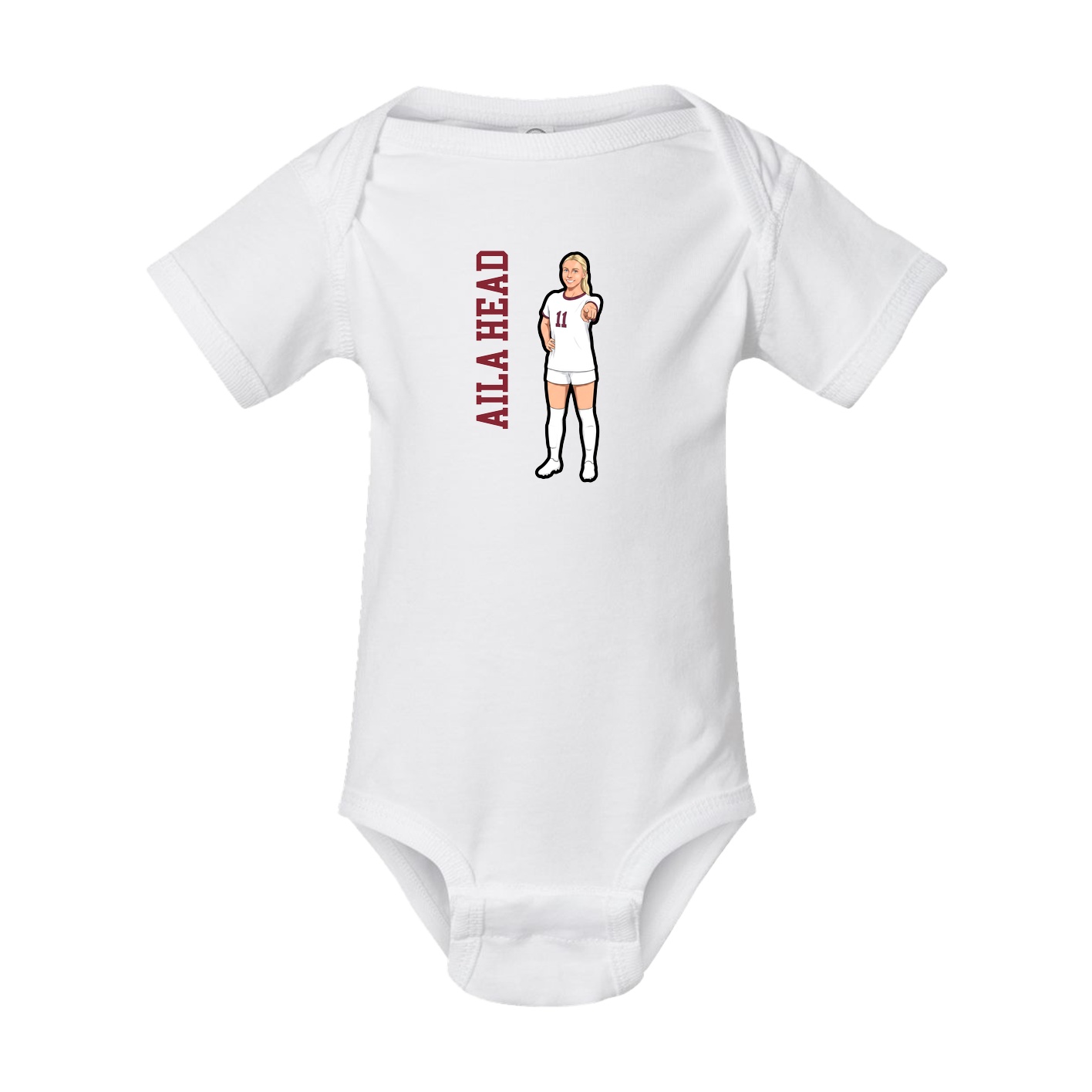 Baby Onesie — Name Vertical in White