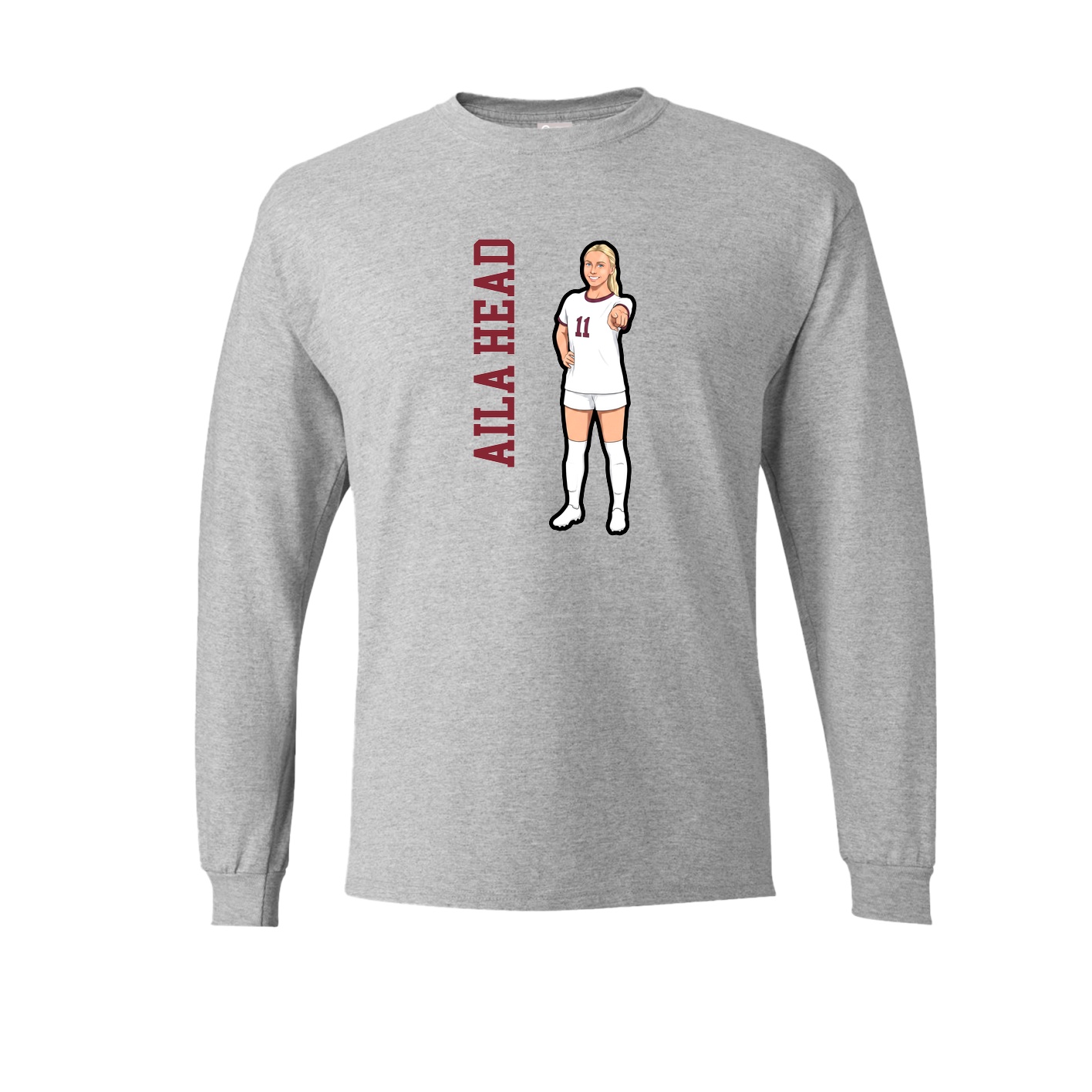 Long Sleeve Tee — Name Vertical in Grey