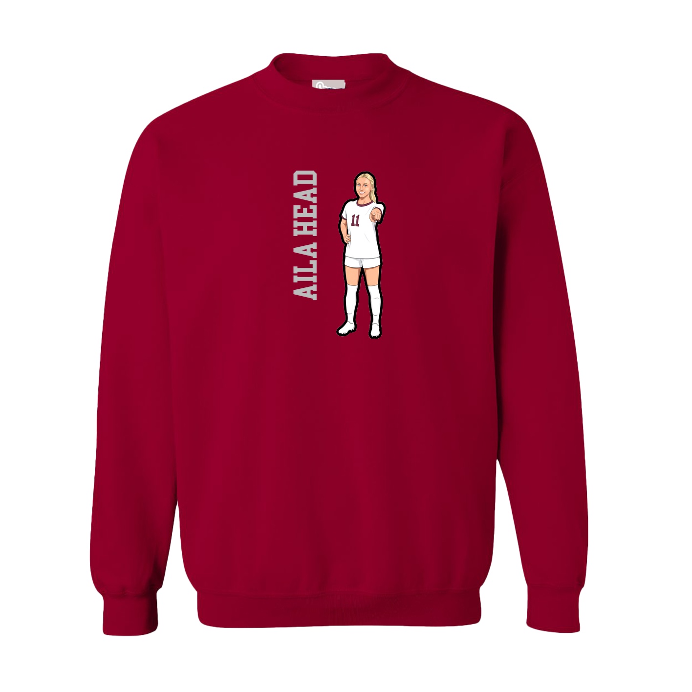 Fleece Crew — Name Vertical in Cardinal