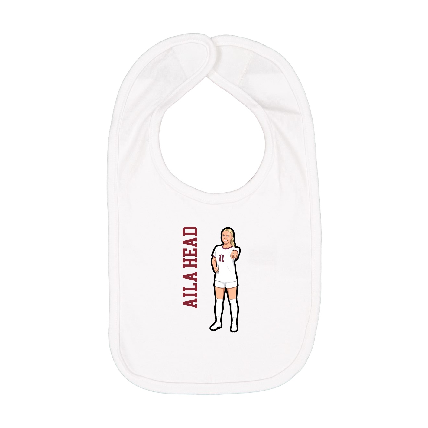 Infant Bib — Name Vertical in White