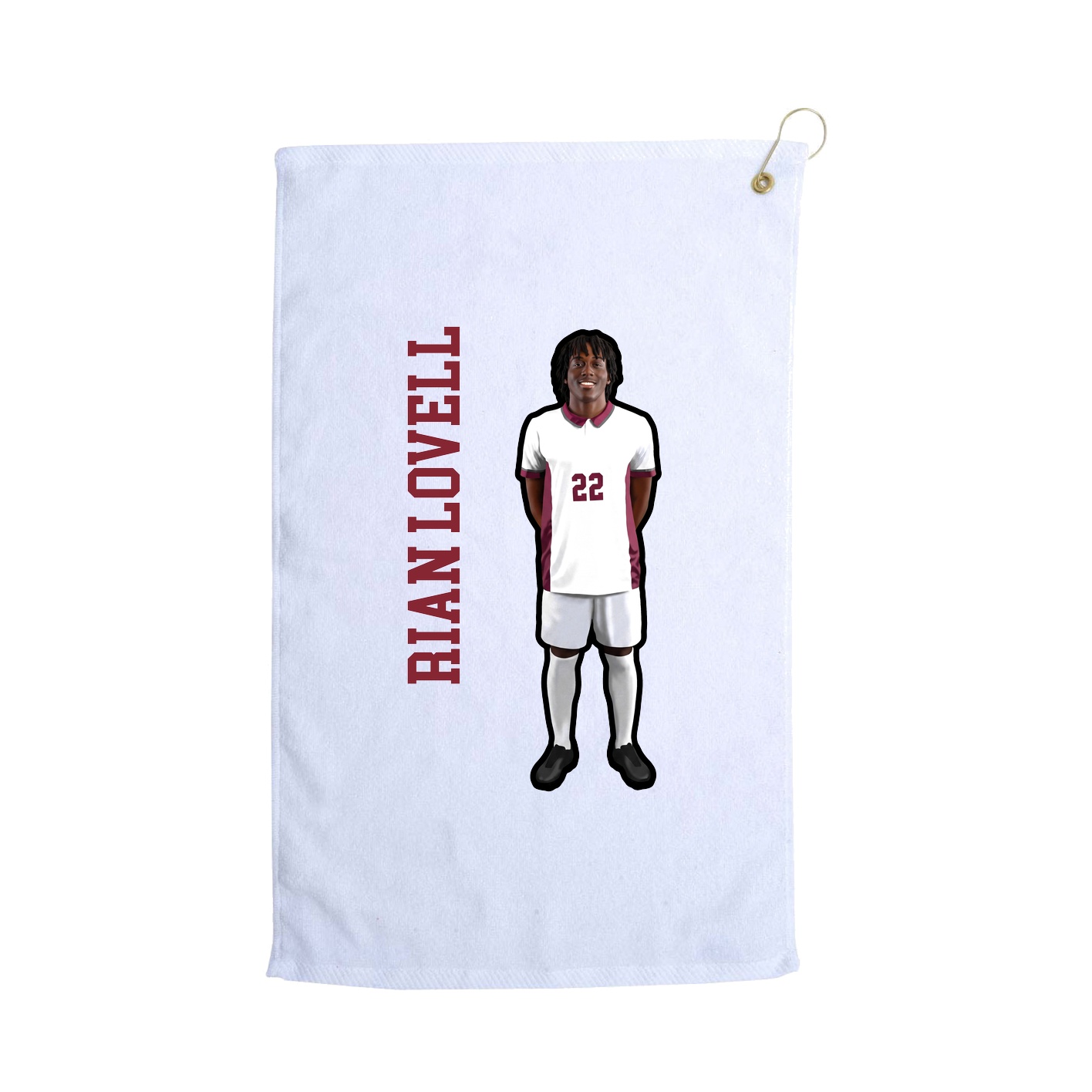 Golf Towel — Name Vertical in White