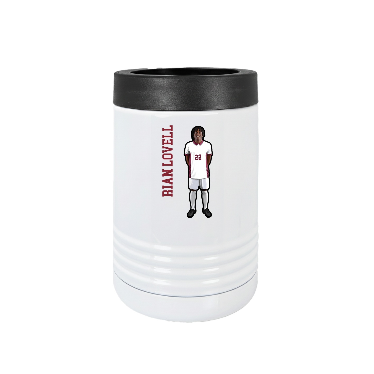Beverage Holder — Name Vertical in White