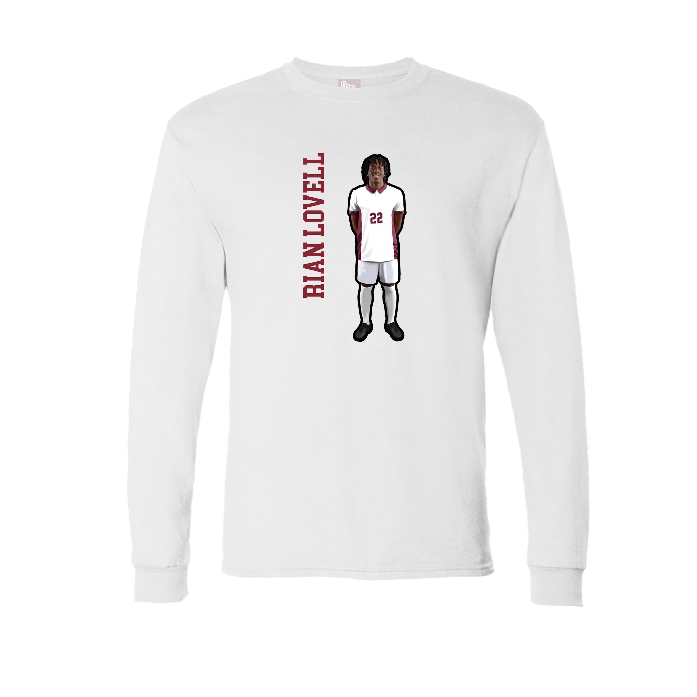 Long Sleeve Tee — Name Vertical in White