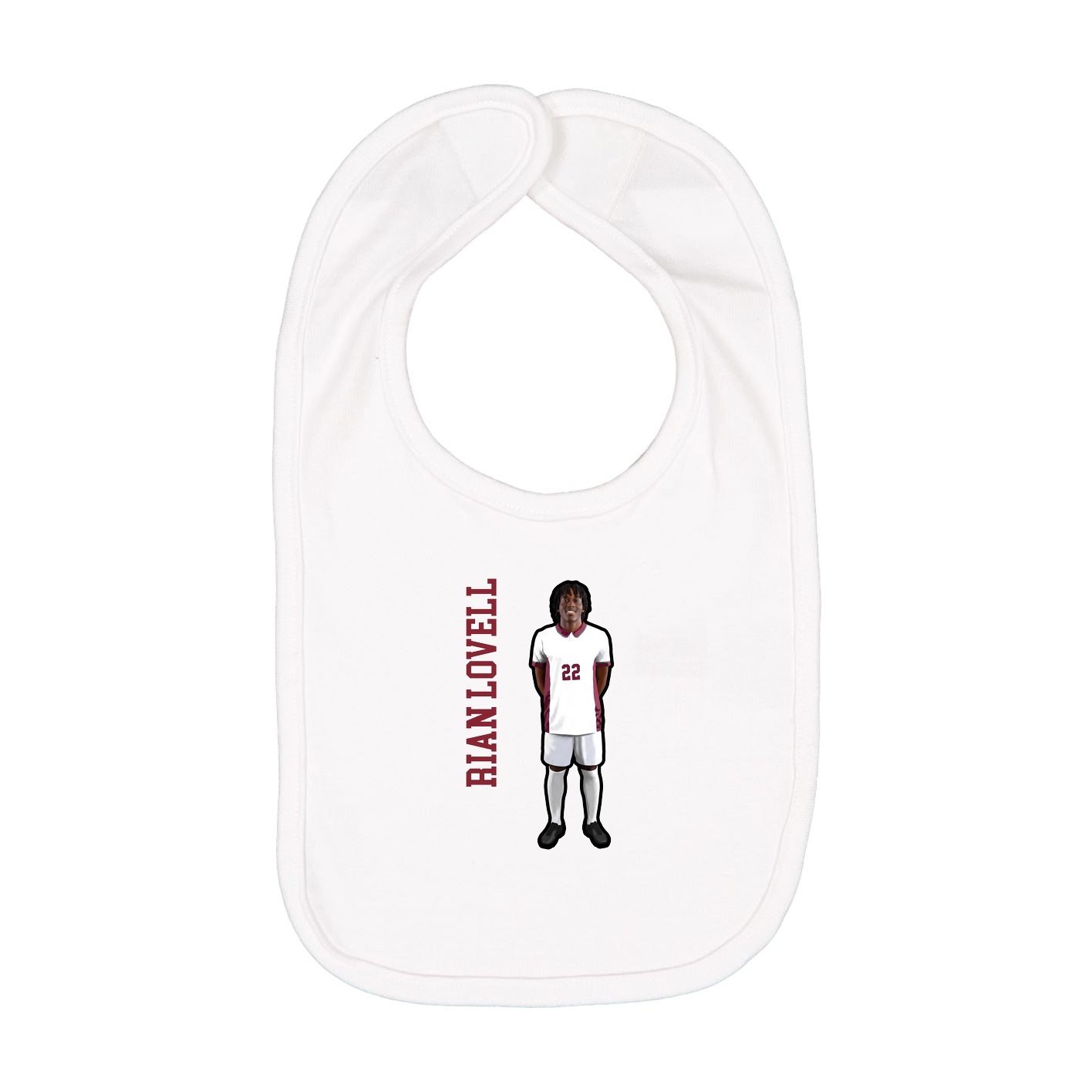 Infant Bib — Name Vertical in White
