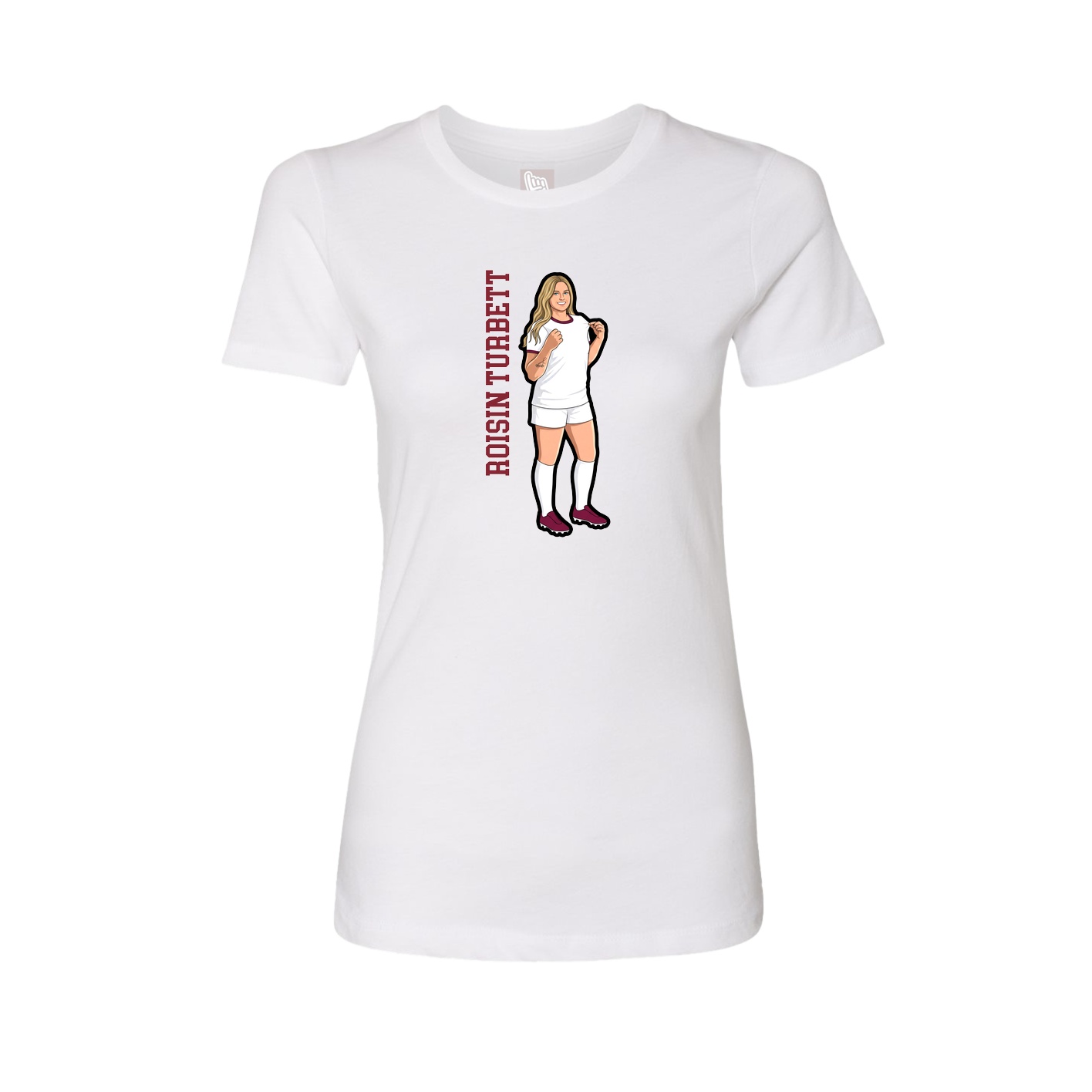 Fitted Women's Tee — Name Vertical in White