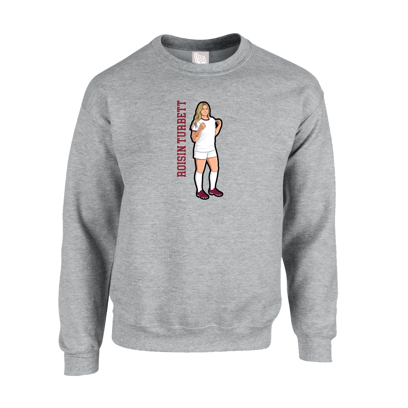 Fleece Crew — Name Vertical in Grey