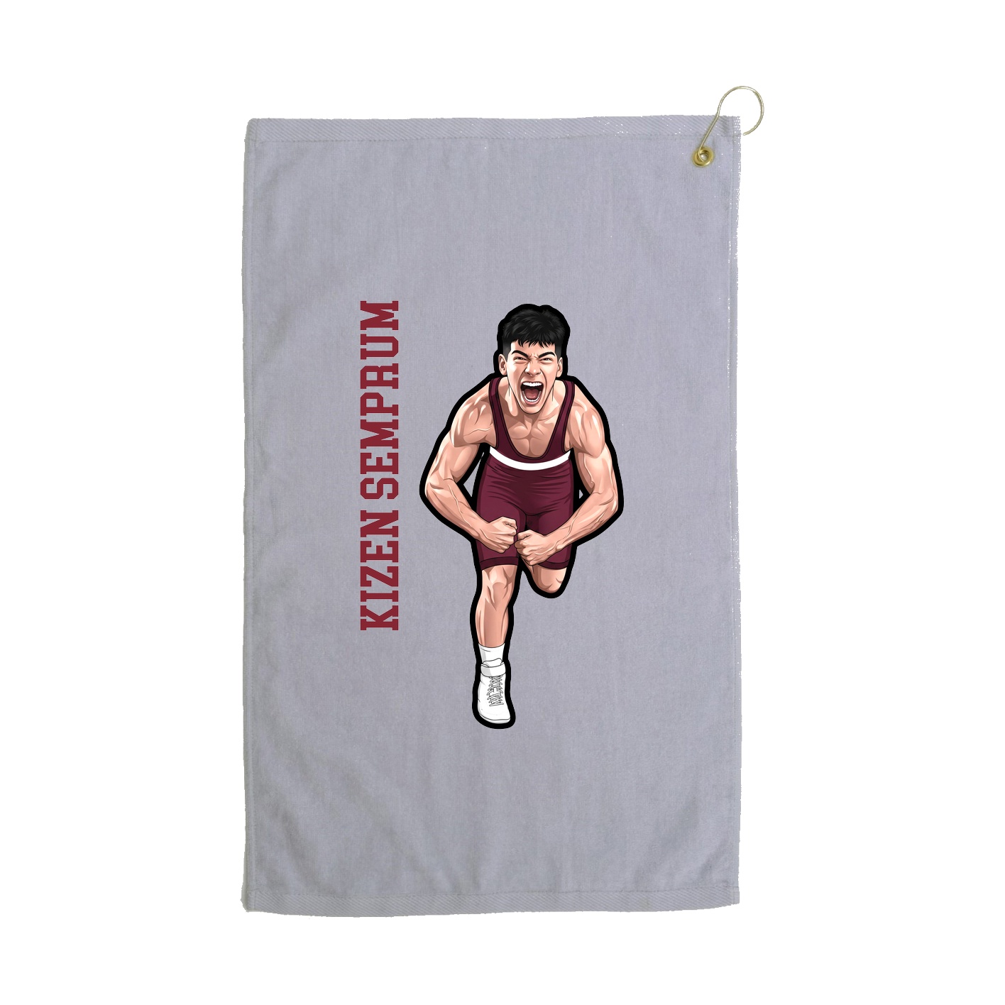 Golf Towel — Name Vertical in Grey