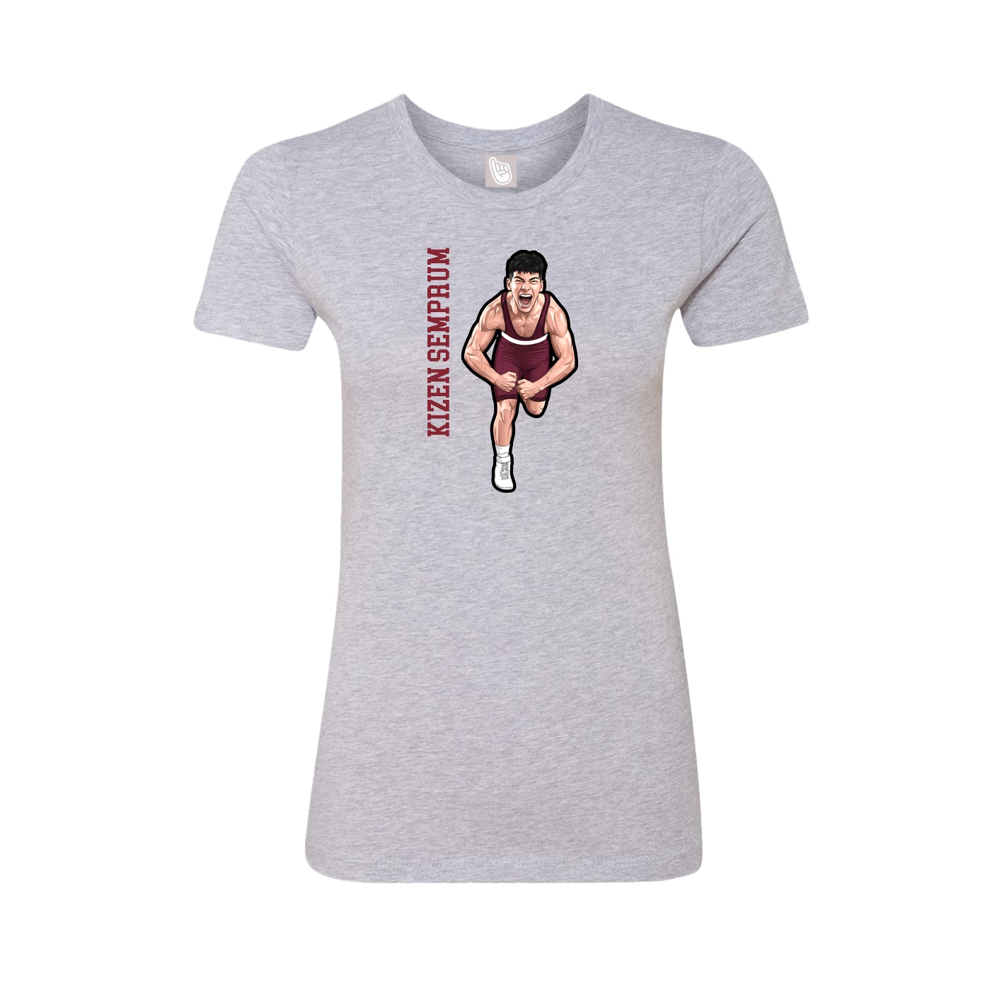 Fitted Women's Tee — Name Vertical in Grey