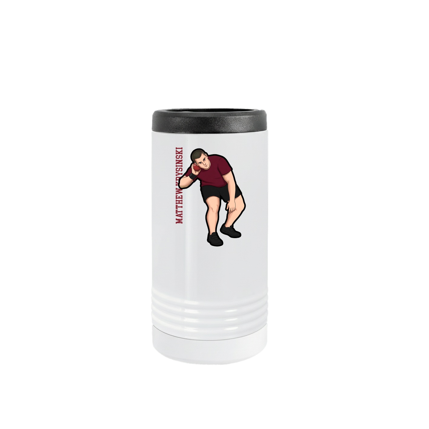 Slim Beverage Holder — Name Vertical in White