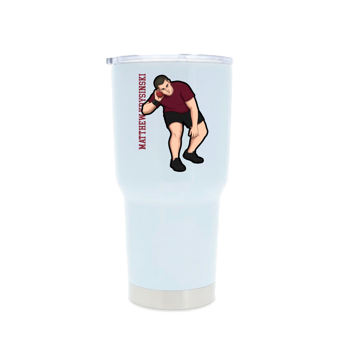 30oz Stainless Steel Tumbler — Name Vertical in White
