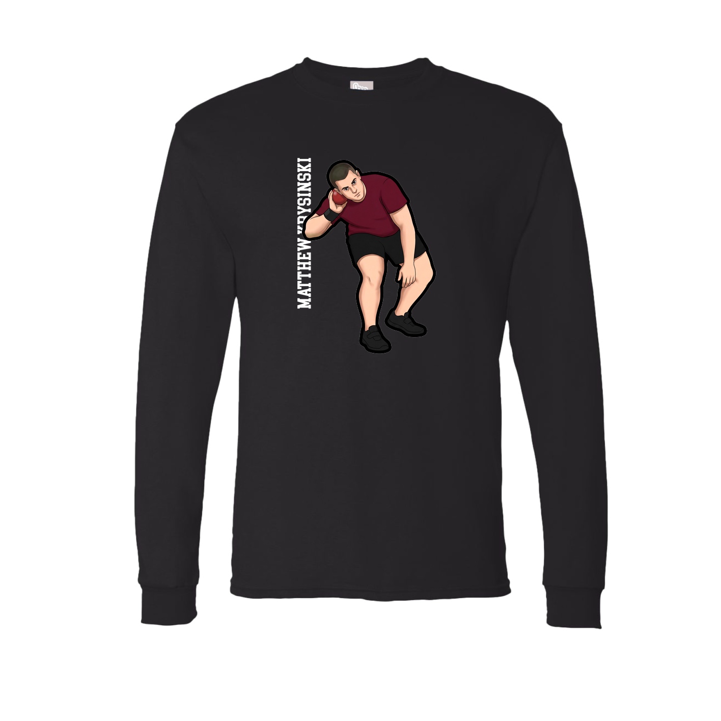 Long Sleeve Tee — Name Vertical in Black
