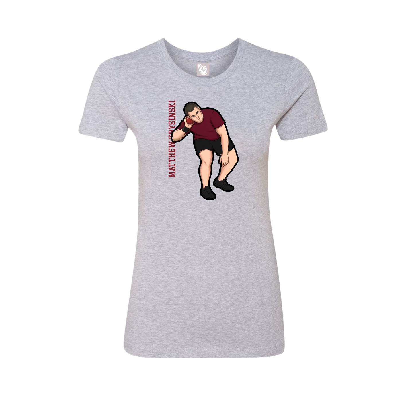 Fitted Women's Tee — Name Vertical in Grey
